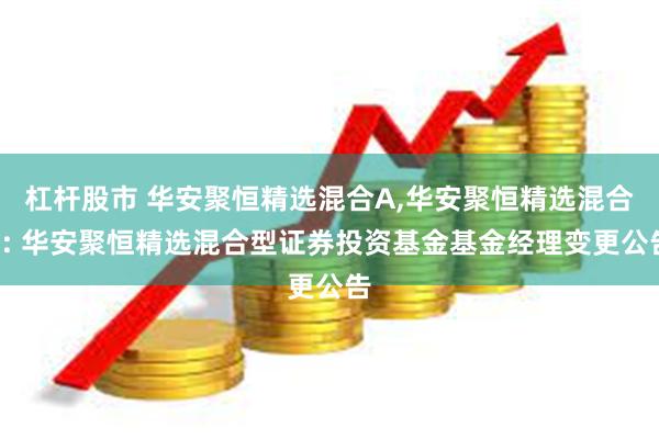 杠杆股市 华安聚恒精选混合A,华安聚恒精选混合C: 华安聚恒精选混合型证券投资基金基金经理变更公告